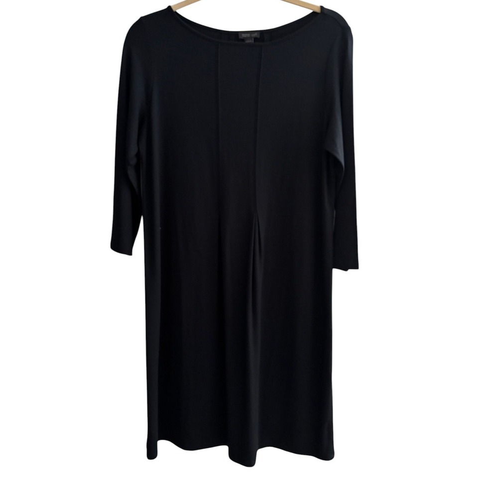J. Jill Wearever Collection Black Knit 3/4 Sleeve Seam Detail Dress Small